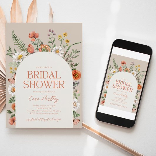 Invitation fleur sauvage de douche nuptiale