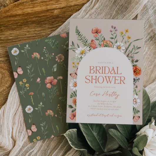 Invitation fleur sauvage de douche nuptiale