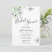 Invitation fleur sauvage de douche nuptiale aquare (Debout devant)