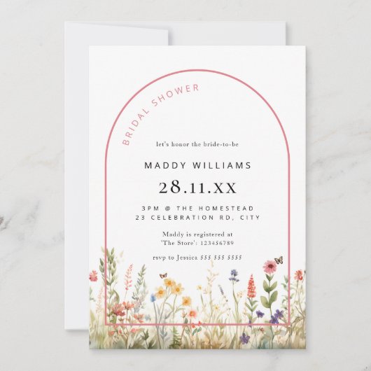 Invitation Fleur sauvage de douche nuptiale Arch (Devant)