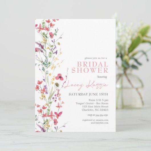 Invitation fleur sauvage de douche nuptiale, Boho (Debout devant)