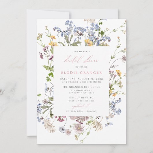 Invitation fleur sauvage de douche nuptiale Boho W (Devant)