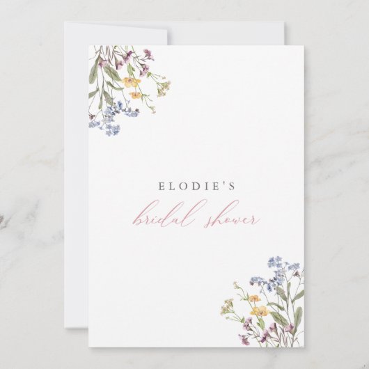 Invitation fleur sauvage de douche nuptiale Boho W (Dos)