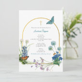 Invitation Fleur sauvage de garçon grec orthodoxe baptême (Debout devant)