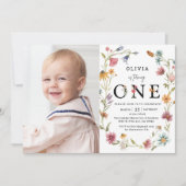 Invitation Fleur sauvage de jardin 1er anniversaire Invitatio (Devant)