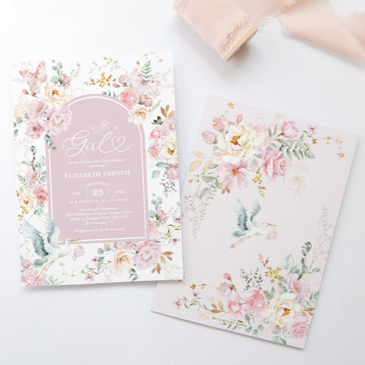 Invitation Fleur sauvage de la cigogne rousse bimoteur fille 