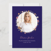 Invitation Fleur sauvage de la couronne bleu foncé Boho Fête  (Dos)