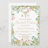 Invitation Fleur sauvage de la fête de graduation en soins in (Devant / Derrière)