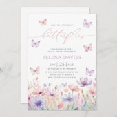 Invitation Fleur sauvage de la Fête des mariées des papillons (Devant / Derrière)
