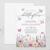 Invitation Fleur sauvage de la Fête des mariées des papillons (Devant / Derrière)