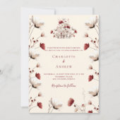 Invitation Fleur sauvage de l'automne burgundy crème mariage  (Devant)