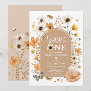 Invitation Fleur Sauvage de l'Automne Chaud Wild One 1er Anni