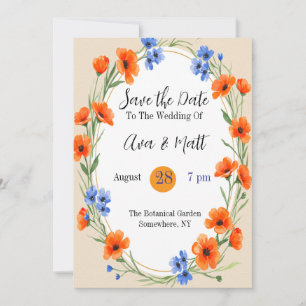 Invitation Fleur sauvage de l'été Enregistrer la date