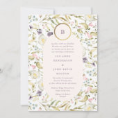 Invitation Fleur sauvage de monographie Gold Circle Mariage o (Devant)