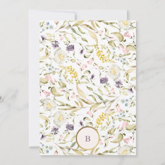 Invitation Fleur sauvage de monographie Gold Circle Mariage o (Dos)