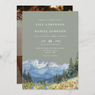Invitation Fleur sauvage de montagne Photo Sage Mariage vert