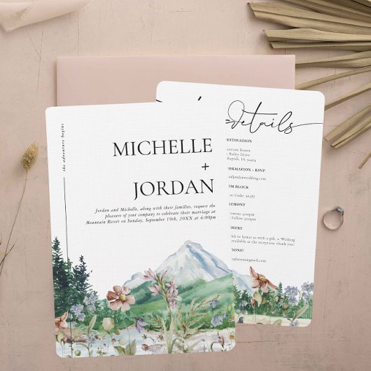 Invitation Fleur sauvage de montagne rustique | Mariage bohèm