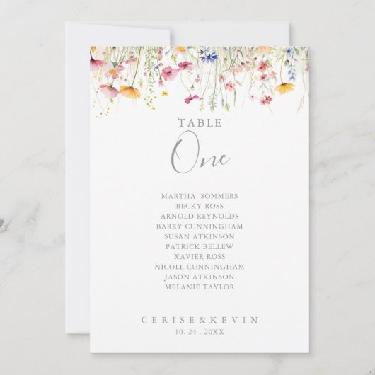 Invitation Fleur sauvage de prairie Tableau Numéro 1 Tableau  (Dos)