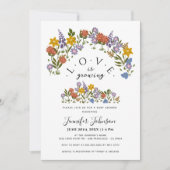 Invitation Fleur sauvage de printemps Baby shower Boho Neutra (Devant)