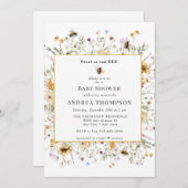 Invitation Fleur sauvage de printemps | Baby shower d'abeille (Devant / Derrière)