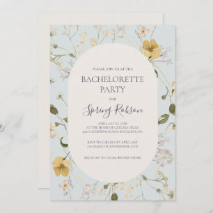 Invitation Fleur sauvage de printemps   Bachelorette bleu cla