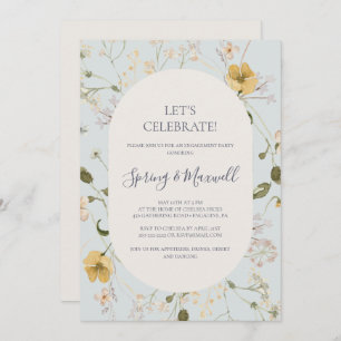 Invitation Fleur sauvage de printemps   Bleu clair Fêtons l'I