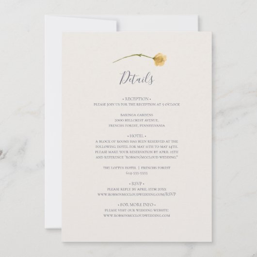 Invitation Fleur sauvage de printemps | Blush All In One Mari (Dos)