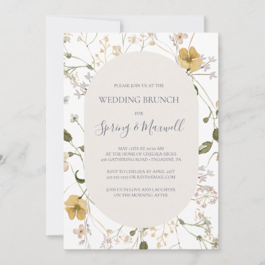 Invitation Fleur sauvage de printemps | Brunch Mariage blanc (Devant)
