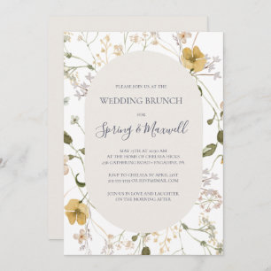 Invitation Fleur sauvage de printemps Brunch Mariage blanc
