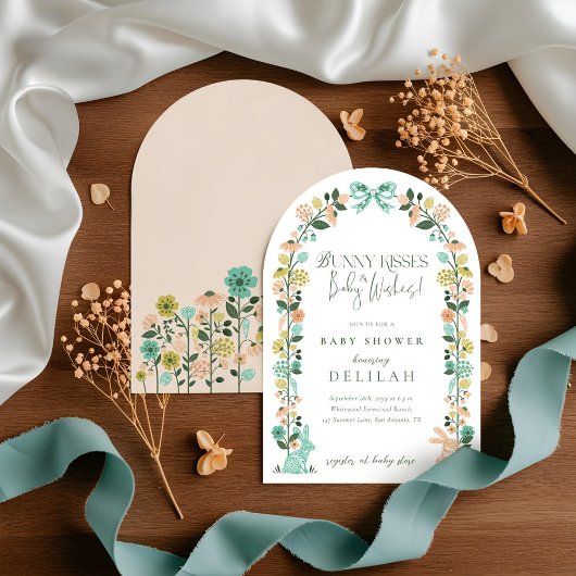 Invitation Fleur sauvage de printemps Easter Bunny Baby showe
