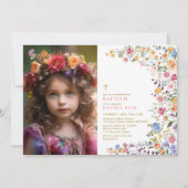 Invitation Fleur sauvage de printemps Jardin fille Baptême Ph (Devant)