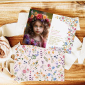 Invitation Fleur sauvage de printemps Jardin fille Baptême Ph