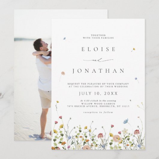 Invitation Fleur sauvage de printemps Jardin Floral Boho Phot (Devant / Derrière)