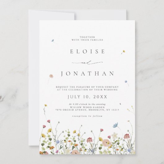 Invitation Fleur sauvage de printemps Jardin Floral QR Code M (Devant)