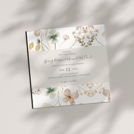 Invitation Fleur sauvage de printemps | Mariage Carré blanc