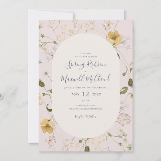 Invitation Fleur sauvage de printemps | MARIAGE DÉCONTRACTÉ (Devant)