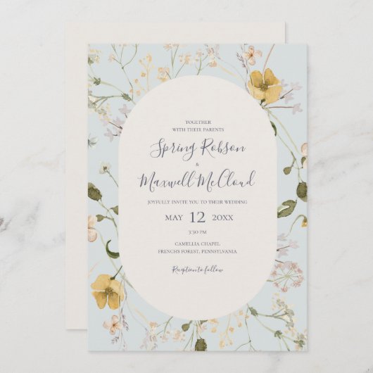 Invitation Fleur sauvage de printemps | Mariage Décontracté b (Devant / Derrière)