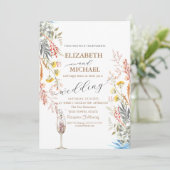 Invitation Fleur sauvage de printemps Meadow Champagne Mariag (Debout devant)