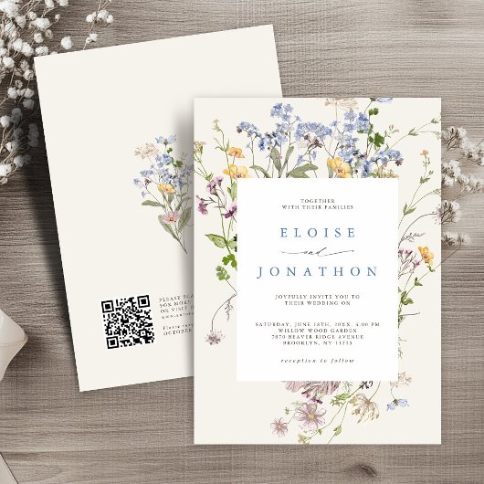Invitation Fleur sauvage de printemps Meadow Garden QR Code M