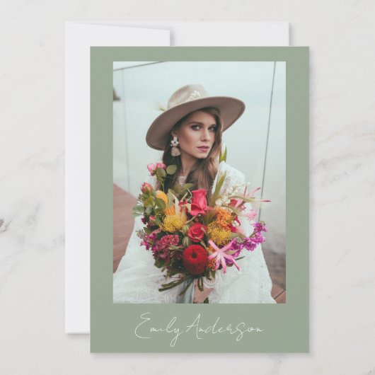 Invitation Fleur sauvage de Sage Green Boho Photo (Dos)