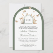Invitation Fleur sauvage de Sage Vert Beige Mariage d'arc pap (Devant)