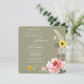 Invitation Fleur sauvage de saumons verts Sage Fête des marié (Debout devant)