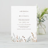 Invitation Fleur sauvage de terrain d'hiver Mariage botanique (Debout devant)