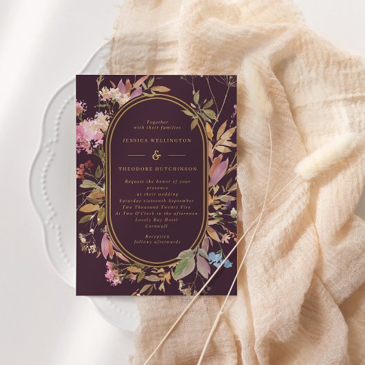 Invitation Fleur sauvage  de trame de Boho d'automne Mariage