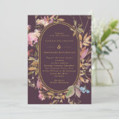 Invitation Fleur sauvage  de trame de Boho d'automne Mariage (Debout devant)