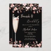 Invitation Fleur sauvage de verre de Champagne (Devant / Derrière)