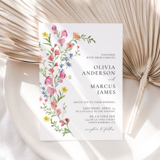 Invitation Fleur sauvage de Whimsical coloré Mariage Fairytal