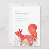 Invitation Fleur sauvage d'écureuil rouge mignon Baby shower  (Devant)