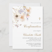 Invitation fleur sauvage délicat Confirmation (Devant)