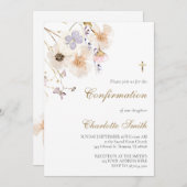 Invitation fleur sauvage délicat Confirmation (Devant / Derrière)